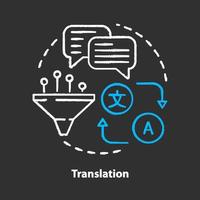 Translation chalk concept icon. Online translator idea. Foreign language learning. Multilingual translation and interpretation application. Vector isolated chalkboard illustration