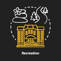 Recreation chalk concept icon. Urban and outdoors recreation services idea. Active rest, cultural activities. Leisure industry. Tourism management. Vector isolated chalkboard illustration