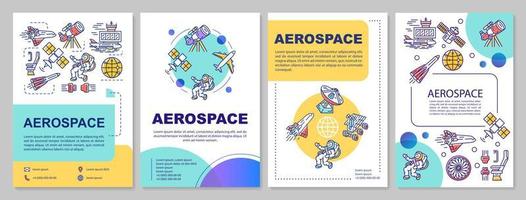 diseño de plantilla de la industria aeroespacial. folleto, folleto, diseño de impresión de folletos con ilustraciones lineales. cosmos, exploración espacial. diseños de páginas vectoriales para revistas, informes anuales, carteles publicitarios vector