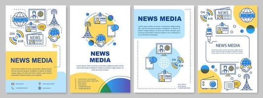 News media template layout. Flyer, booklet, leaflet print design with linear illustrations. Telecommunication industry. Vector page layouts for magazines, annual reports, advertising posters
