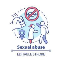 Sexual abuse concept icon. Domestic violence, harassment against women idea thin line illustration. Sex crime. Sexual slavery, assault, rape awareness. Vector isolated outline drawing. Editable stroke