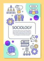 Sociology poster template layout. Population analysis. Public relations. Banner, booklet, leaflet print design with linear icons. Vector brochure page layouts for magazines, advertising flyers