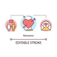 Romance books concept icon. Romantic literature idea thin line illustration. Heartbreaking love stories and novels. Passion and love affairs. Vector isolated outline drawing. Editable stroke