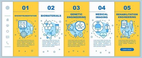 Bioengineering onboarding mobile web pages vector template. Medical imaging. Responsive smartphone website interface idea with linear illustrations. Webpage walkthrough step screens. Color concept