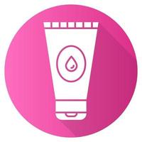 icono de glifo de larga sombra de diseño plano rosa de lubricante a base de agua. producto masculino, femenino para el sexo seguro. relaciones sexuales saludables. gel natural, lubricante. producto para la higiene íntima. ilustración de silueta de vector