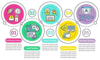 Software performance vector infographic template. Business presentation design elements. Data visualization with five steps and options. Process timeline chart. Workflow layout with linear icons