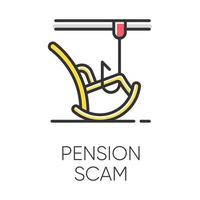 Pension scam color icon. Retirement savings theft. Fake annuity investment offer. Crime against elderly. Cold calling. Phishing. Financial scamming. Fraudulent scheme. Isolated vector illustration