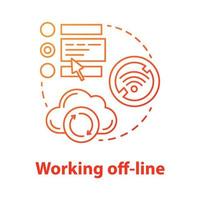 Working off-line concept icon. Software development tools idea thin line illustration. Failed synchronization, unpluag. No signal. Wifi connection error. Vector isolated outline drawing