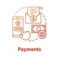 Payments concept icon. Pay online idea thin line illustration. E billing. Financial management app. Expenses tracker application. Internet banking transaction. Vector isolated outline drawing