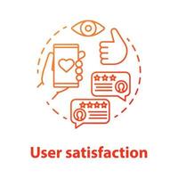 User satisfaction concept icon. App rating. Social media comments and likes. Content sharing idea thin line illustration. Customers positive feedback. Vector isolated outline drawing