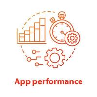 App performance concept icon. Software development idea thin line illustration. Mobile device programming and coding. Application management. Tools for developer. Vector isolated outline drawing