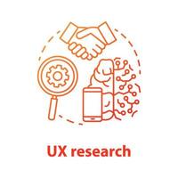UX research concept icon. Software development idea thin line illustration. Gathering information from users. IT project. Service orchestration. Application management. Vector isolated outline drawing