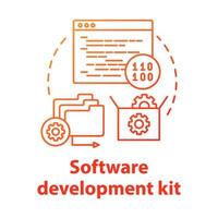 Software development kit concept icon. Coding tools for app developer idea thin line illustration. Mobile device programming. Application management. Vector isolated outline drawing