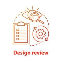 Design review concept icon. Data research and inforamation analysis idea thin line illustration. Usability testing report. Project management and optimization. Vector isolated outline drawing