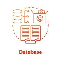 Database concept icon. Software development tools idea thin line illustration. Mobile device programming and coding. Application management and optimization. Vector isolated outline drawing