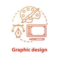 icono del concepto de diseño gráfico. Ilustración de línea fina de idea de desarrollo de interfaz digital de aplicación de dispositivo móvil. contenido visual creativo. gestión de aplicaciones. dibujo de contorno aislado vectorial vector