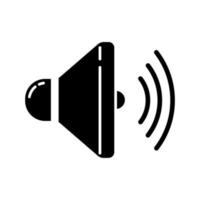 Sound speaker glyph icon. Volume control. Loudspeaker, megaphone. Modern stereo equipment. Sound signal tool. Music dynamic regulation. Silhouette symbol. Negative space. Vector isolated illustration