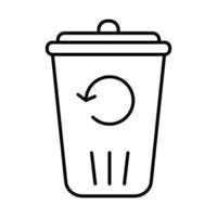 Recycling service linear icon. Converting waste materials. Garbage reuse. Junk reprocessing. Trash bin. Thin line illustration. Contour symbol. Vector isolated outline drawing. Editable stroke