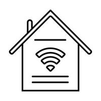 Smart home features linear icon. Control household. Wi-Fi access indoors. Home automation system. Thin line illustration. Contour symbol. Vector isolated outline drawing. Editable stroke