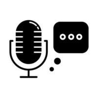 Voice recorder glyph icon. Speech recognition. Modern microphone, stereo mic. Voice command, interactive technology. Sound reproduction. Silhouette symbol. Negative space. Vector isolated illustration