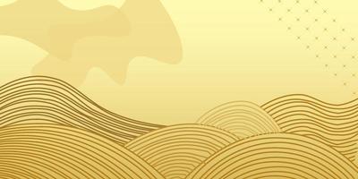 Abstract Doodles Lines Waves Hill Vector Design Background on Gold with Sparkling Stars