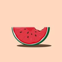 Bitten watermelon slice vector illustration, suitable for design elements about summer, healthy food, nutrition, health etc