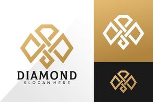 Crown Diamond Logo Design Vector Template