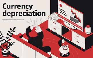 Currency depreciation isometric composition