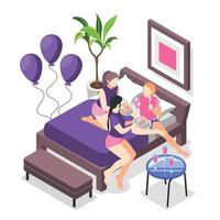 Pajama Party Isometric Background vector