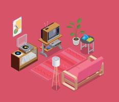 Retro Devices Isometric Concept vector