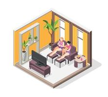 Pajama Party Isometric Concept vector