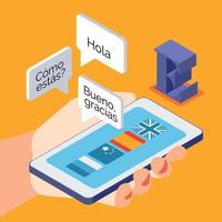 cursos de idiomas fondo isométrico vector