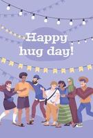 Hug Day Card Flat Composition vector