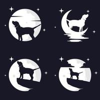 Illustration Vector Graphic of Beagle Dog with Moon Background. Perfect to use for T-shirt or Event