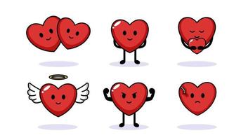 Set of cute heart love Valentine Day vector