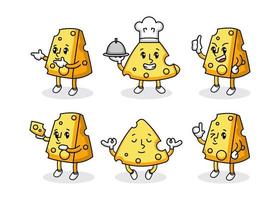 Set of cute cheese mascot design vector