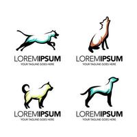 diseño de logotipo de perro de arte de línea abstracta simple vector