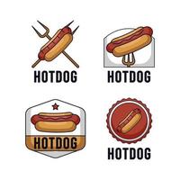 conjunto de plantilla de diseño de logotipo retro hot dogs vector