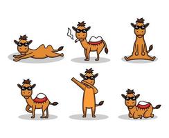 Set of cute cool camel mascot logo design vector