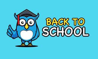 Back to school with owl banner mascot design template vector