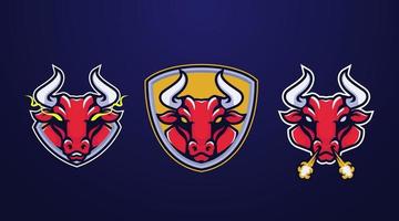 diseño de insignia de logotipo de toro fuerte e-sport