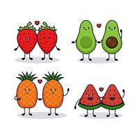 Cute couple fruits in Valentine's Day vector