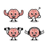 Plantilla simple del vector del ejemplo del diseño de la mascota del cerebro lindo