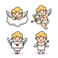 Set of cute cupid angel Valentine Day vector