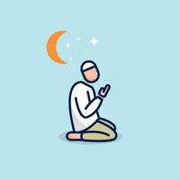 una ilustración de dibujos animados de un musulmán rezando vector