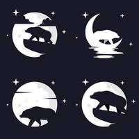Illustration Vector Graphic of Grizzly Bear with Moon Background. Perfect to use for T-shirt or Event