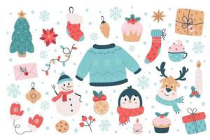 Christmas elements collection. Merry Christmas, New Year objects vector