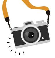 camera with strap flat style vector