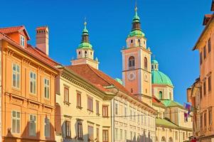 Historical architecture in the old town of Ljubljana, Slovenia photo