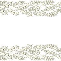 Decorative border of brown outline spikelets, frame in the form of two horizontal stripes of grain vector